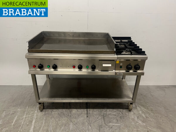 Edelstahl Backstraße mobile Adieu Griddle und 2 Brenner Herd 400V/230V/Gas Horeca
