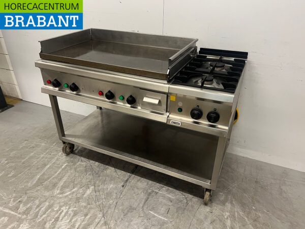 Edelstahl Backstraße mobile Adieu Griddle und 2 Brenner Herd 400V/230V/Gas Horeca – Bild 2