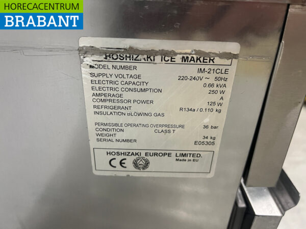 Edelstahl Hoshizaki IM-21CLE mit 11,5 kg Bunker Produziert 22 kg pro Tag 230V Horeca – Bild 5
