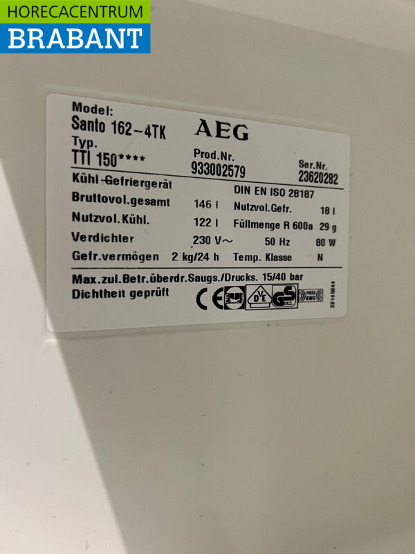 AEG Tischkühlschrank mit Gefrierfach 146 Liter 230V Horeca – Bild 5