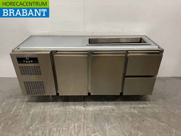 Edelstahl Sagi Gekühlte Werkbank 2 Türen und 2 Schubladen 185 cm 230v Horeca