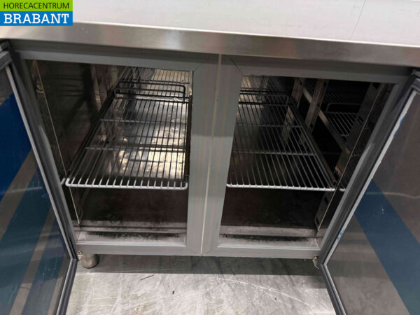 Edelstahl Tecnodom Gekühlte Werkbank 3 Türen und 2 Schubladen 232,5 cm 230V Horeca – Bild 5