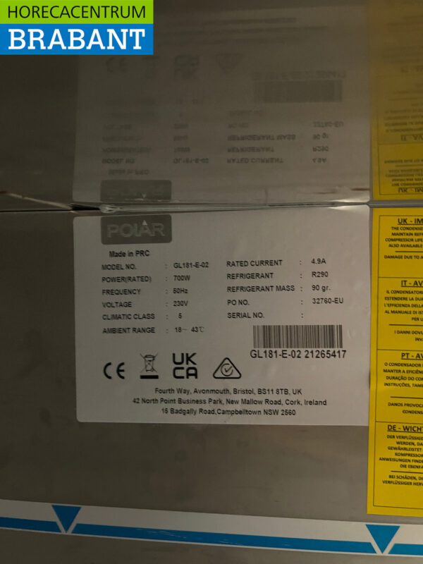 Edelstahl Polar Patiserie Gefrierschrank 850 Liter 230V Catering Bäckerei – Bild 5