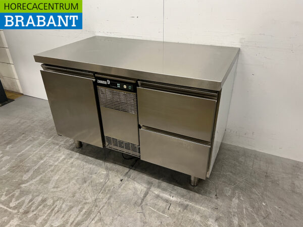 Edelstahl Zanussi gekühlte Werkbank 1 Tür und 2 Schubladen 127,5 cm 230V Horeca – Bild 2