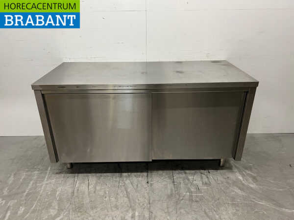 Arbeitsschrank aus Edelstahl 2 Schiebetüren 160 cm Catering