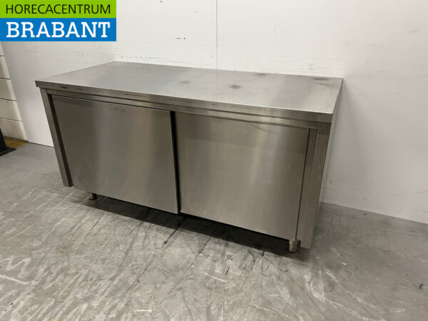 Arbeitsschrank aus Edelstahl 2 Schiebetüren 160 cm Catering – Bild 3