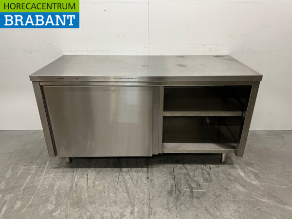 Arbeitsschrank aus Edelstahl 2 Schiebetüren 160 cm Catering – Bild 4