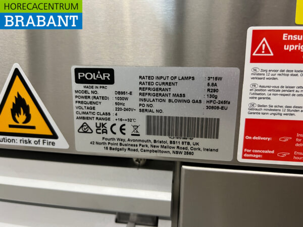 Polar Kühlvitrine Gebäckvitrine 385 Liter 230V Horeca – Bild 8