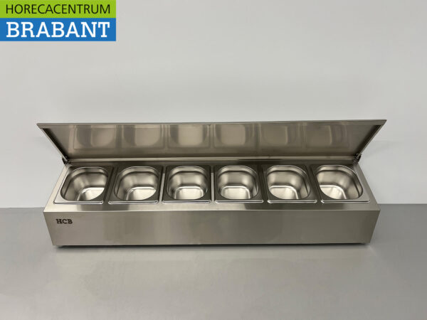 HCB GN-Tablett aus Edelstahl mit Deckel 6 x 1/6 Gastronorm GN 106 cm Horeca – Bild 4