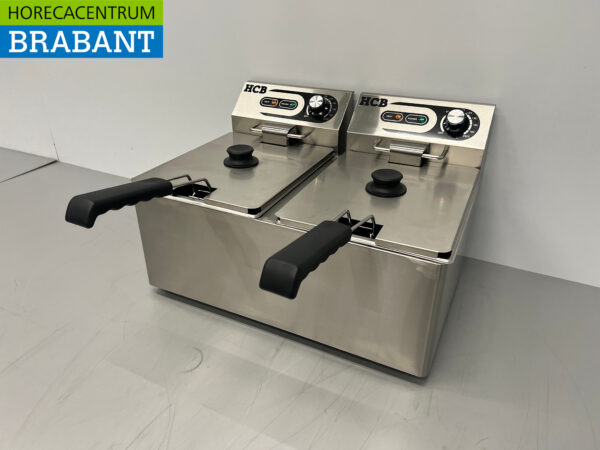 Edelstahl HCB Doppelfritteuse 2 x 8 Liter 230V Horeca – Bild 2