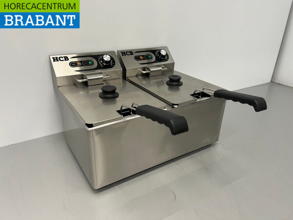 Edelstahl HCB Doppelfritteuse 2 x 8 Liter 230V Horeca – Bild 3