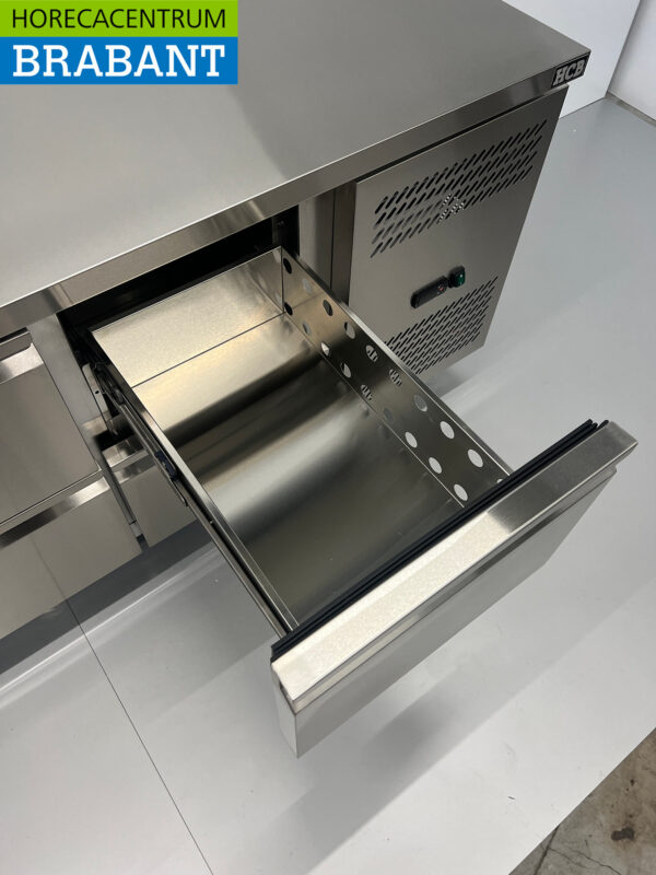 Edelstahl HCB Gekühlte Werkbank 8 Schubladen 223 cm 230V Horeca – Bild 5