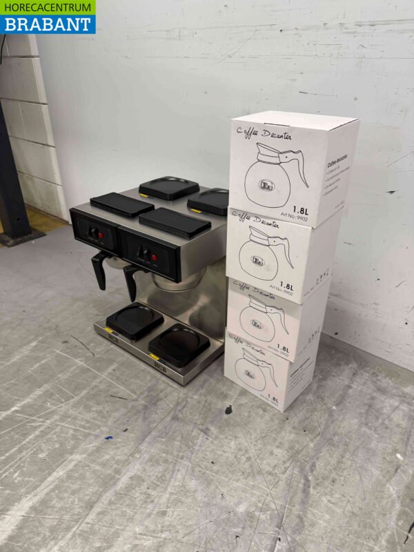 HCB Edelstahl Doppel-Kaffeemaschine Kaffeemaschine mit 4 Kannen 1,8 Liter 230V Horeca – Bild 3