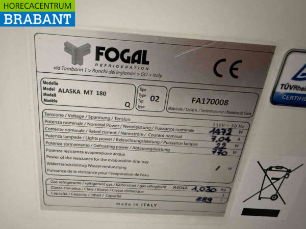 Fogal Wandkühlschrank 185 cm 230V Horeca – Bild 6