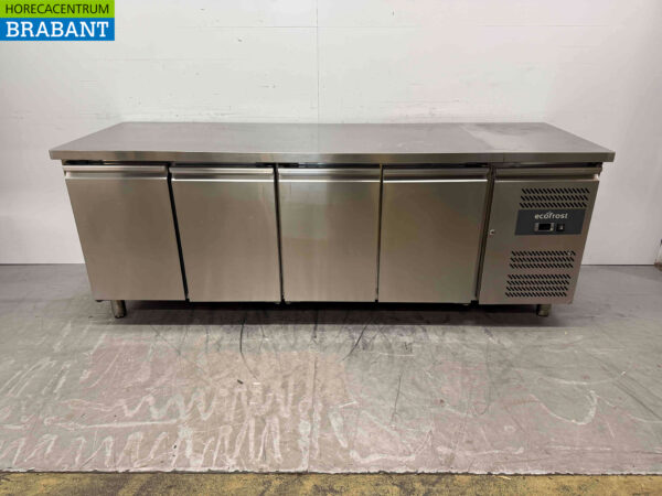 Ecofrost gekühlte Werkbank aus Edelstahl 4 Türen 223 cm 230V Horeca