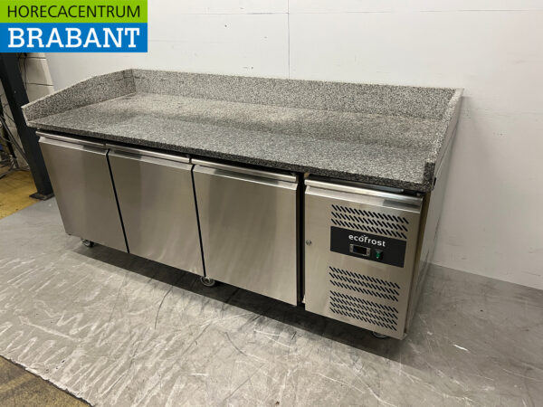Saro Pizza Werkbank aus Edelstahl Pizzatisch 3 Türen 202 cm 230V Horeca (kopie) – Bild 2