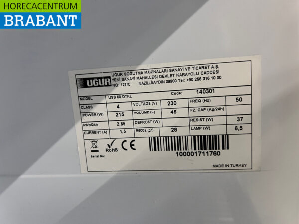 Ugur Glastürkühlschrank Getränkekühlschrank Glastür 45 Liter 230V Horeca – Bild 5