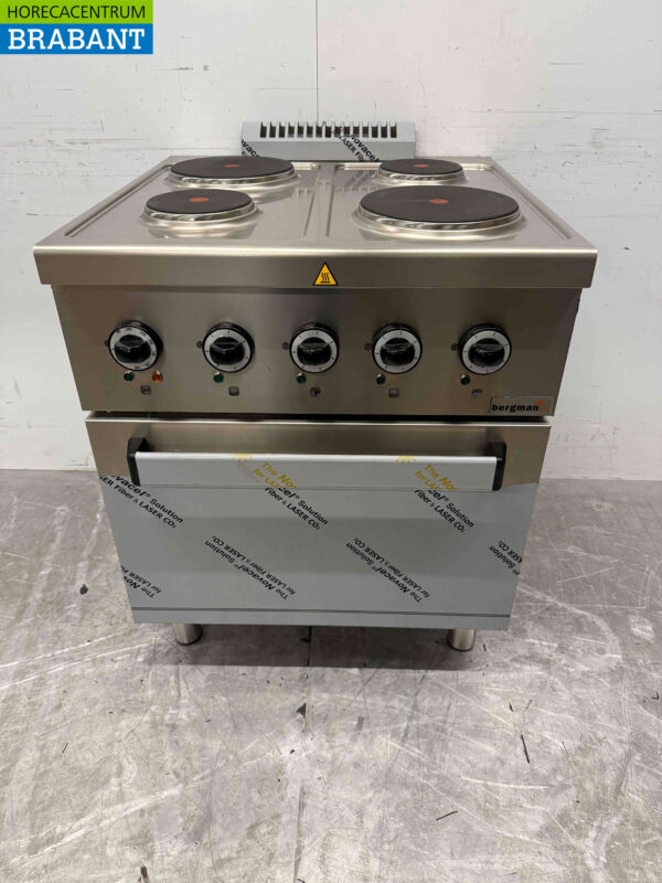 MBM 4-Flammen-Elektroherd aus Edelstahl mit Backofen 70 cm 400V Horeca