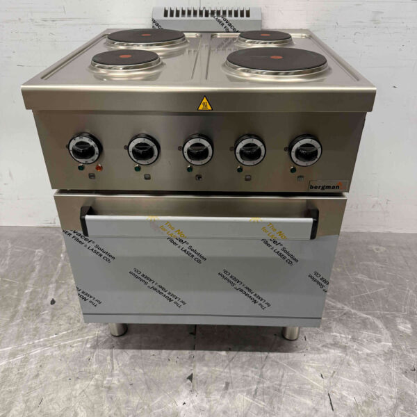 MBM 4-Flammen-Elektroherd aus Edelstahl mit Backofen 70 cm 400V Horeca