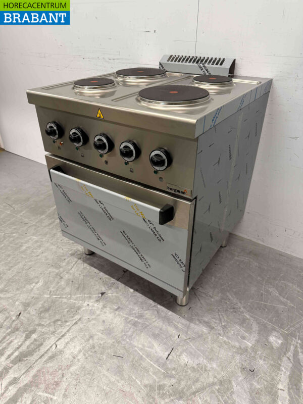 MBM 4-Flammen-Elektroherd aus Edelstahl mit Backofen 70 cm 400V Horeca – Bild 3