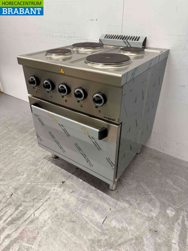 MBM 4-Flammen-Elektroherd aus Edelstahl mit Backofen 70 cm 400V Horeca – Bild 4