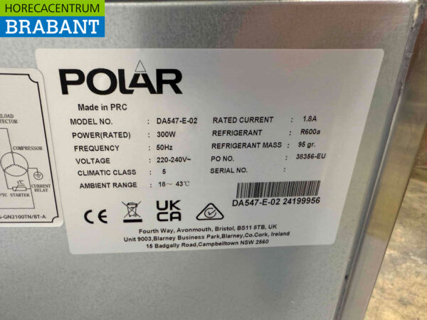 Polar gekühlte Werkbank aus Edelstahl 4 Schubladen 136 cm 230V Horeca – Bild 5