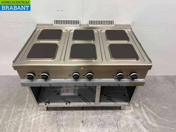 MBM 6-Flammen-Elektroherd aus Edelstahl mit offenem Boden 110 cm 400V Horeca – Bild 2