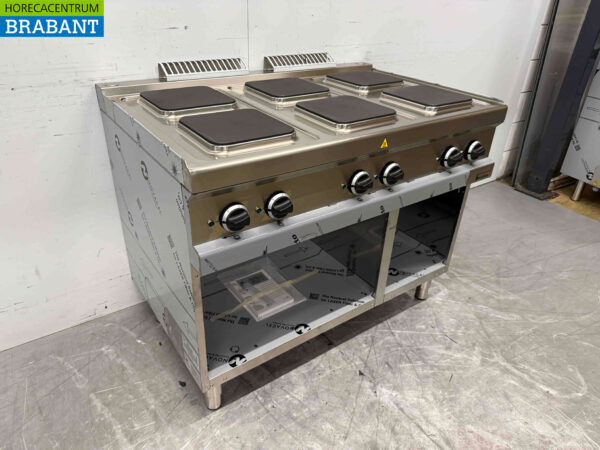 MBM 6-Flammen-Elektroherd aus Edelstahl mit offenem Boden 110 cm 400V Horeca – Bild 4
