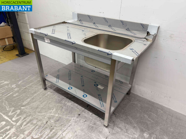 Futtertisch aus Edelstahl für Durchlaufspülmaschine 120 cm Horeca – Bild 2