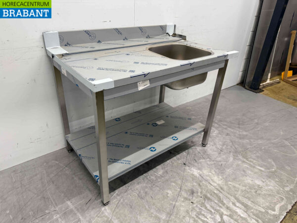 Futtertisch aus Edelstahl für Durchlaufspülmaschine 120 cm Horeca – Bild 3