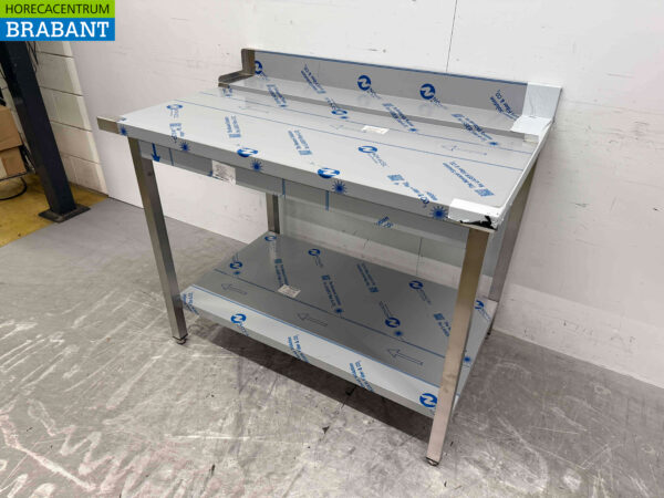 Edelstahl Entwässerungstisch T.B.V. Schiebespülmaschine 120 cm Horeca – Bild 3