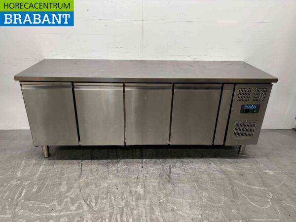 Edelstahl Polar G598 Gekühlte Werkbank 4 Türen 223 cm 230V Horeca