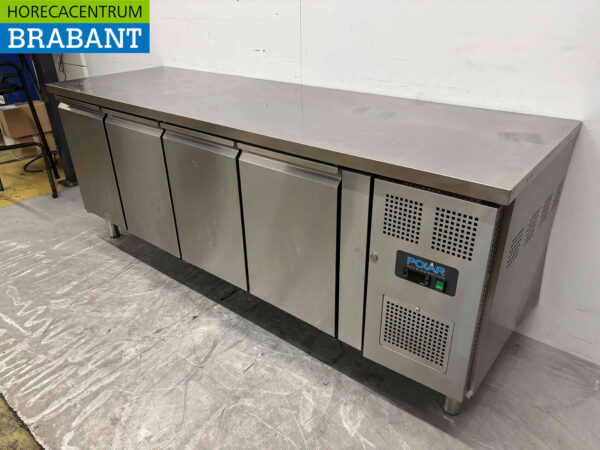 Edelstahl Polar G598 Gekühlte Werkbank 4 Türen 223 cm 230V Horeca – Bild 3