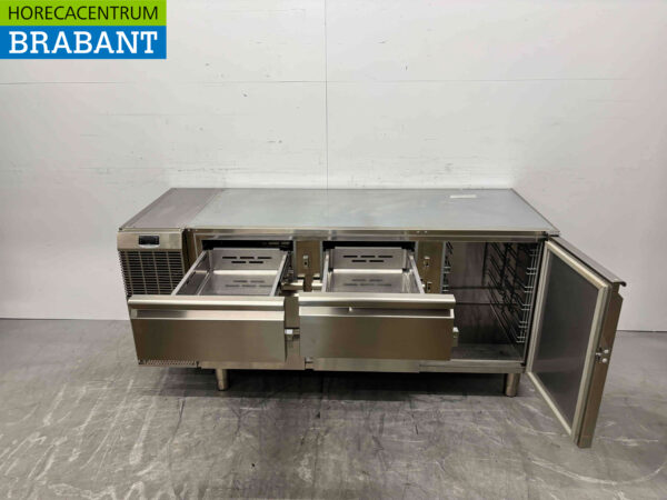 Edelstahl Zanussi gekühlte Werkbank 1 Tür und 6 Schubladen 172 cm 230V Horeca – Bild 4