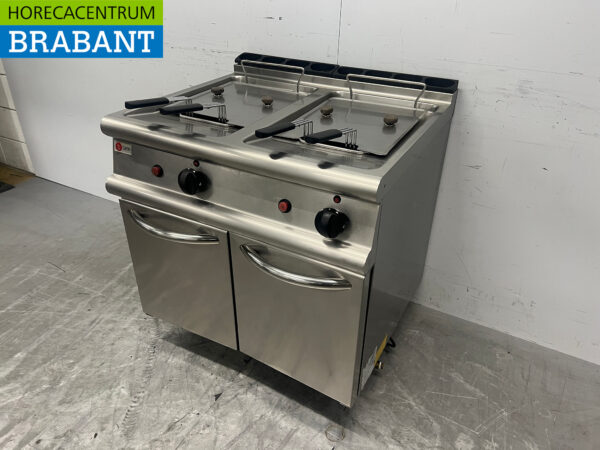 Edelstahl Baron Doppel-Fritteuse Fritteuse 2 x 15 Liter 26 kW Propan Catering – Bild 2