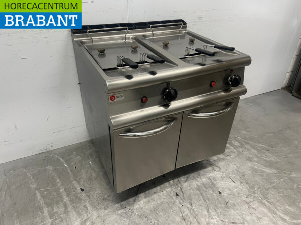 Edelstahl Baron Doppel-Fritteuse Fritteuse 2 x 15 Liter 26 kW Propan Catering – Bild 3