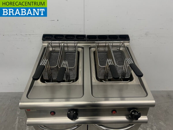 Edelstahl Baron Doppel-Fritteuse Fritteuse 2 x 15 Liter 26 kW Propan Catering – Bild 4