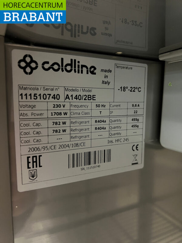 Edelstahl Coldline Doppeltür-Gefrierschrank 1400 Liter 230V Horeca – Bild 5