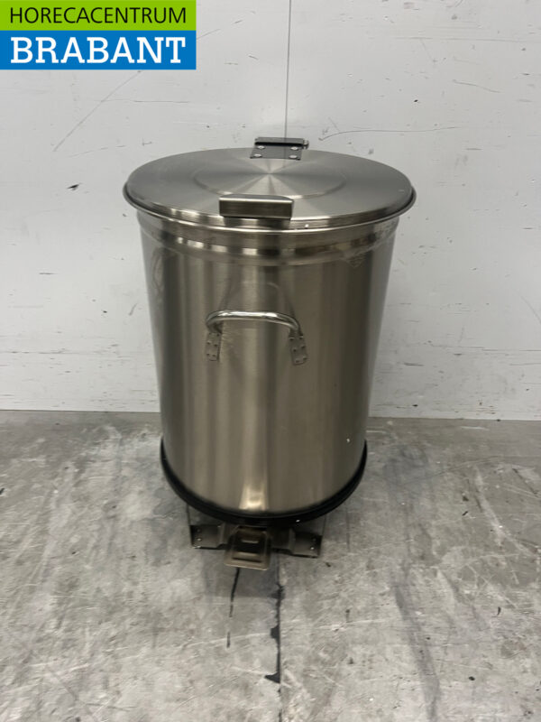 Abfallbehälter aus Edelstahl mit Fußschalter 50 Liter Catering