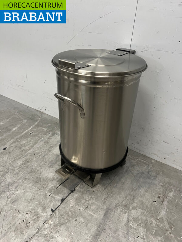 Abfallbehälter aus Edelstahl mit Fußschalter 50 Liter Catering – Bild 2