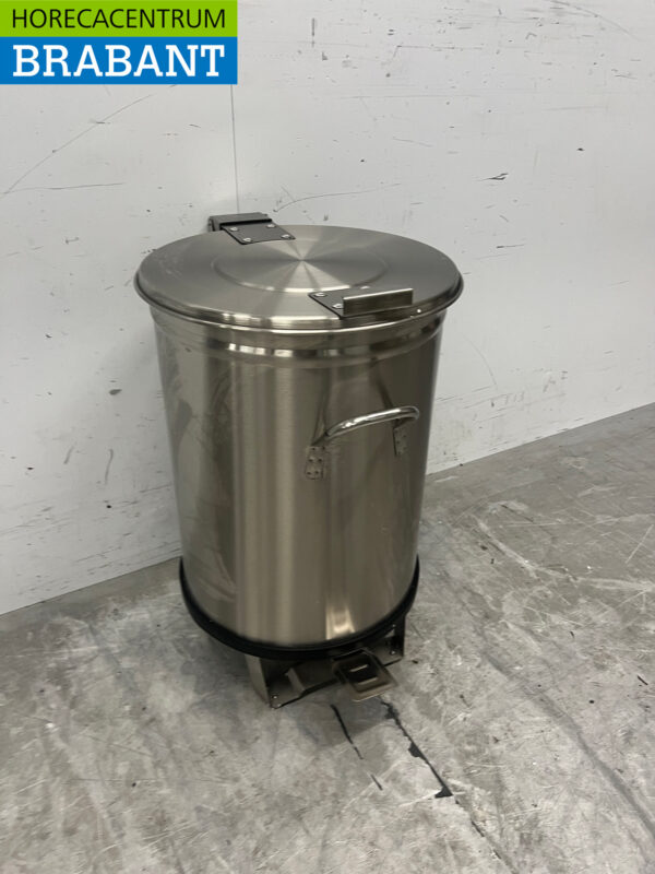 Abfallbehälter aus Edelstahl mit Fußschalter 50 Liter Catering – Bild 3