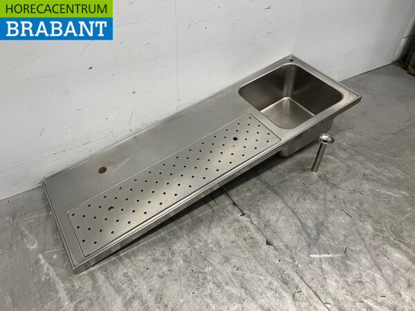 Tropfschale aus Edelstahl mit Spülbecken 150 x 50 cm Horeca – Bild 3