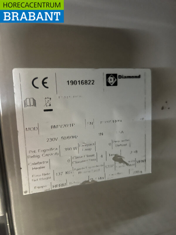Edelstahl Diamond Kühlvitrine 3 Türen 202 cm 230V Horeca – Bild 5