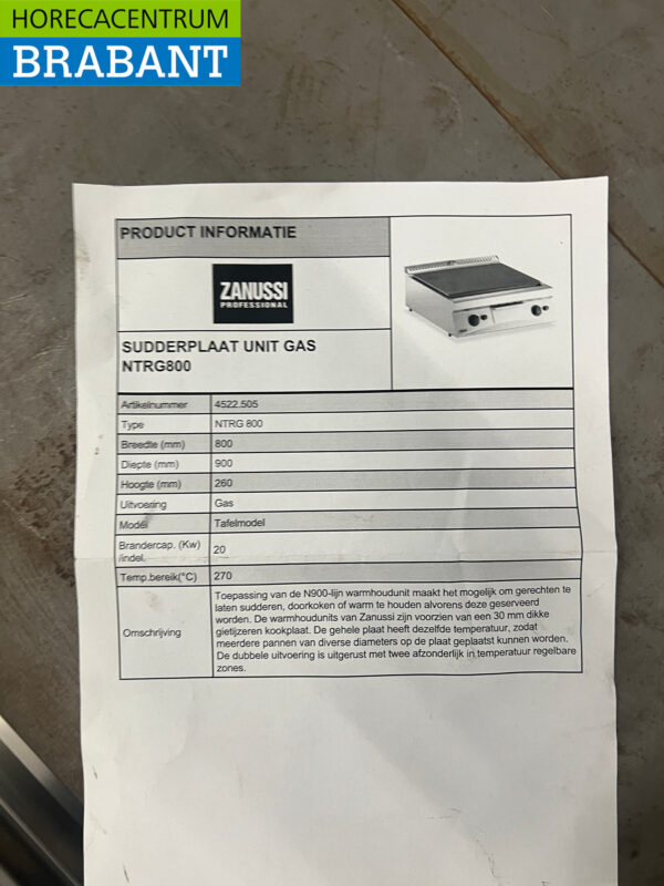 Zanussi Sudderplaat 80 cm GAS Horeca Edelstahl Durchkochplatte – Bild 5