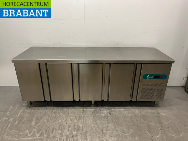 Edelstahl Topcold gekühlte Werkbank 4 Türen 225 cm 230V Horeca