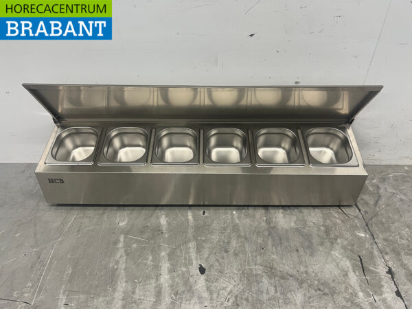 HCB GN-Tablett aus Edelstahl mit Deckel 6 x 1/6 Gastronorm GN 106 cm Horeca – Bild 4