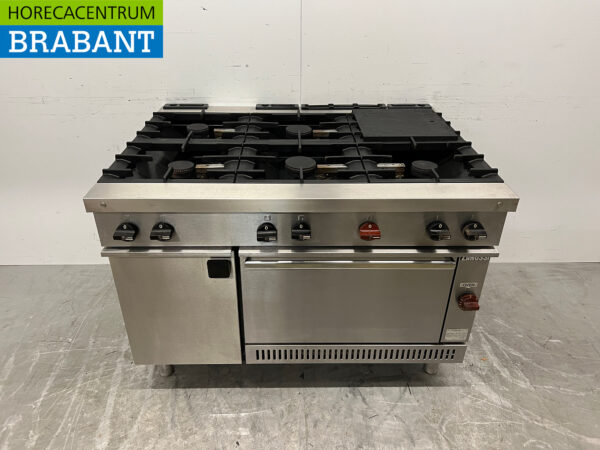Zanussi 6-Flammen-Herd aus Edelstahl mit Backofen und Wärmeschrank GAS Horeca