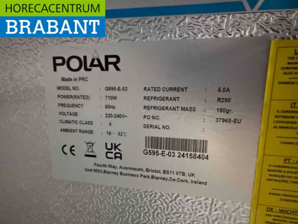 Edelstahl Polar G595 Doppeltüriger 2-türiger Gefrierschrank Gefrierschrank 1200 Liter 230V Horeca – Bild 5