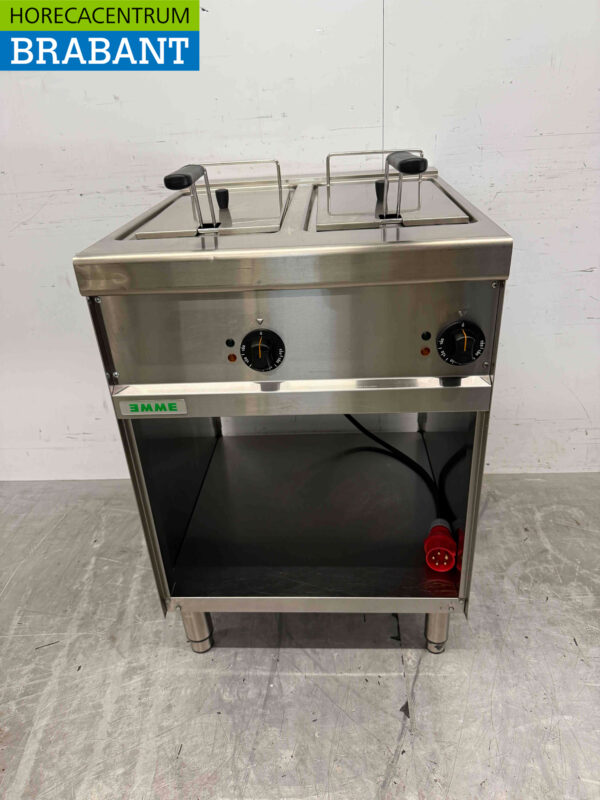 Giga Doppel-Fritteuse aus Edelstahl 2 x 8 Liter 400V Horeca