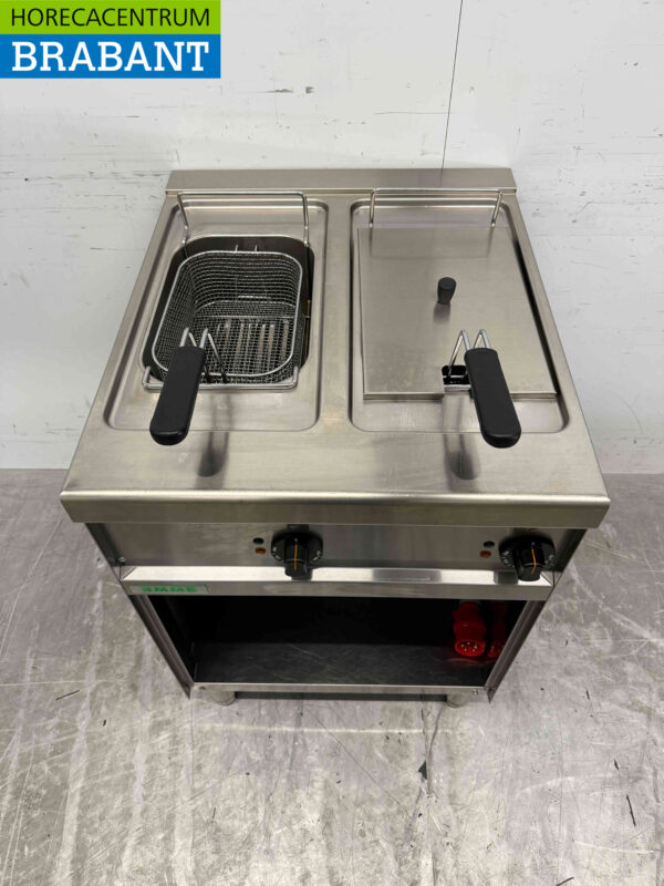Giga Doppel-Fritteuse aus Edelstahl 2 x 8 Liter 400V Horeca – Bild 4
